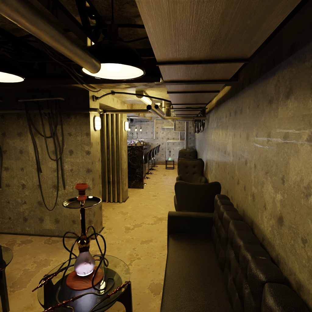 【Blender】アングラのシーシャバー Underground hookah bar