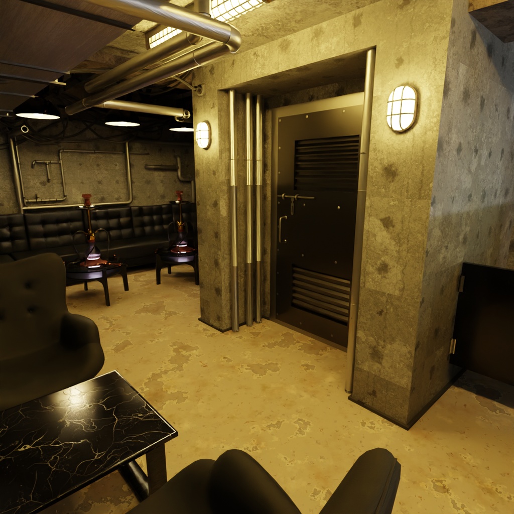 【Blender】アングラのシーシャバー Underground hookah bar