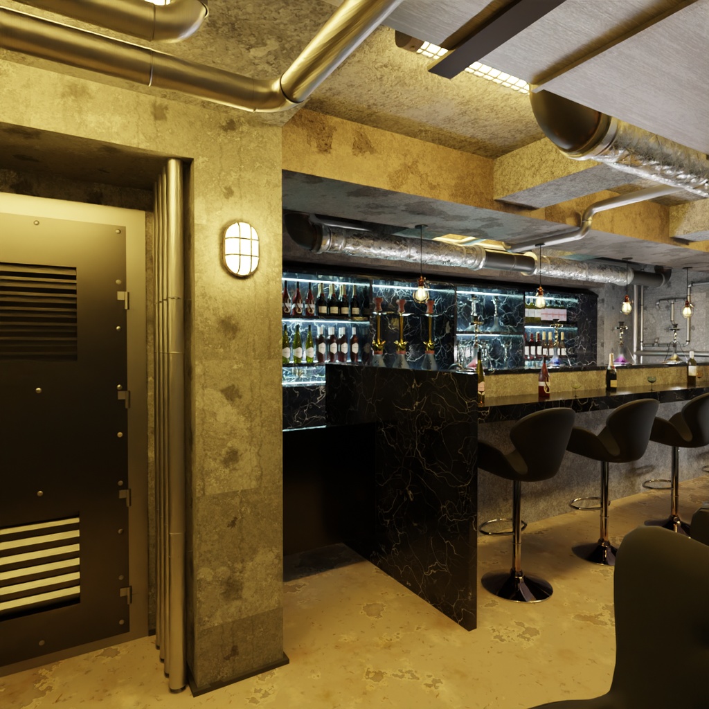 【Blender】アングラのシーシャバー Underground hookah bar