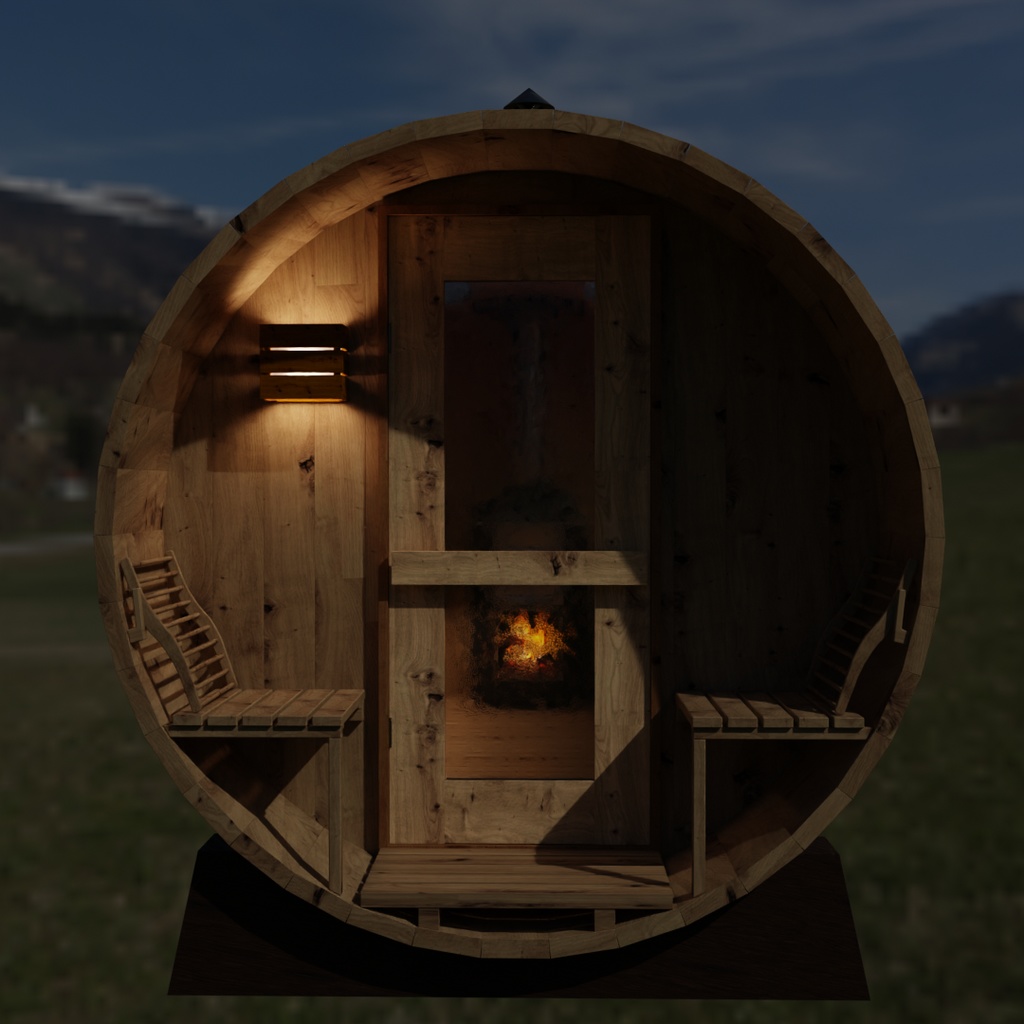 【Blender】バレルサウナ Barrel Sauna