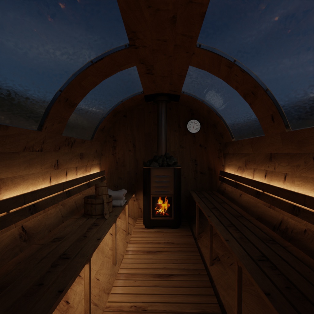 【Blender】バレルサウナ Barrel Sauna