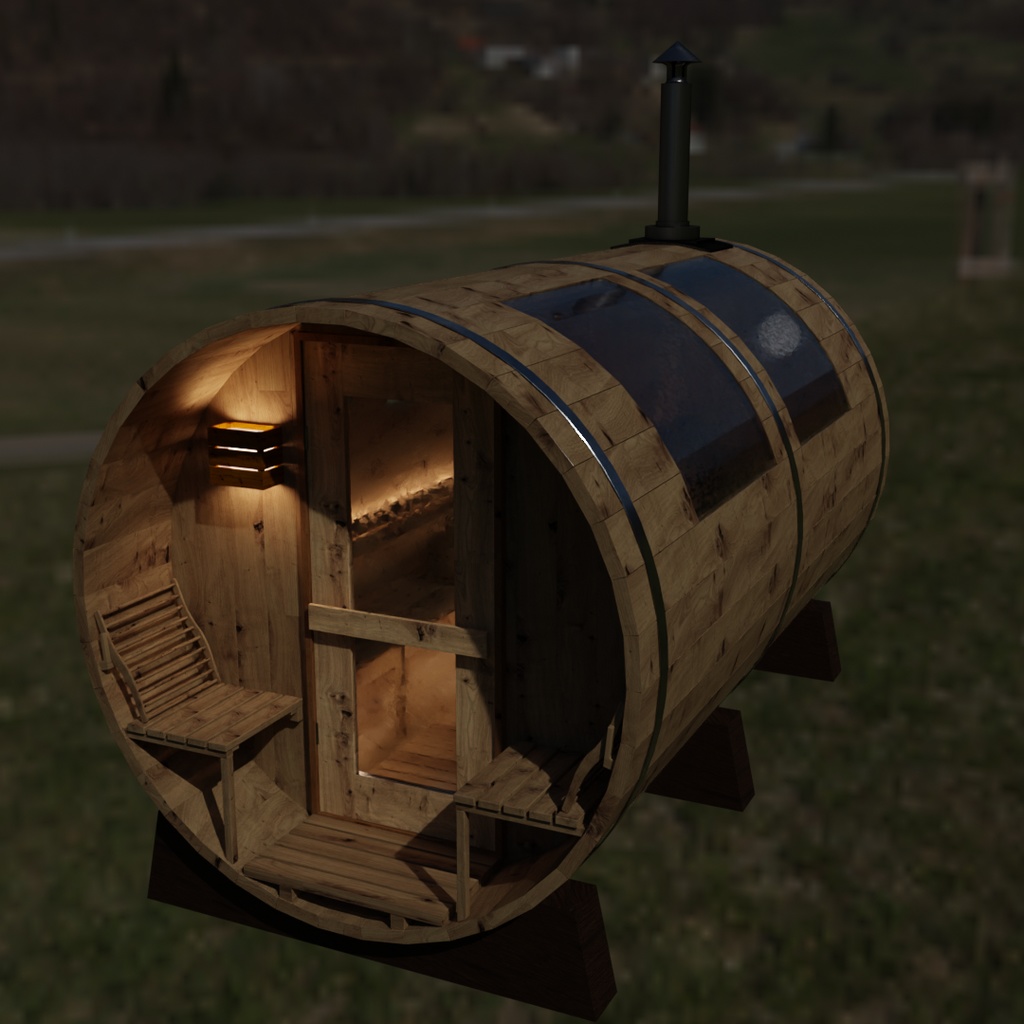 【Blender】バレルサウナ Barrel Sauna