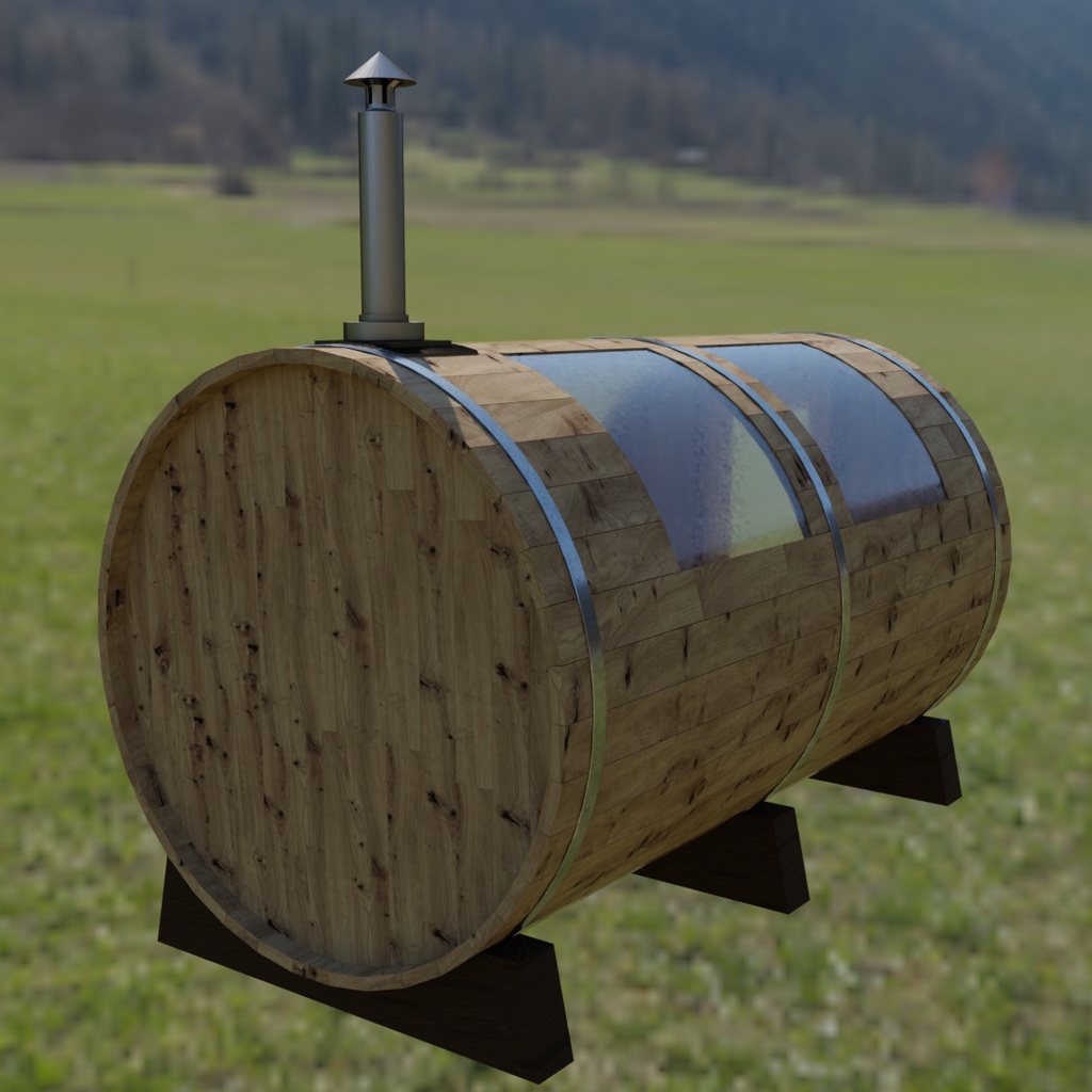 【Blender】バレルサウナ Barrel Sauna