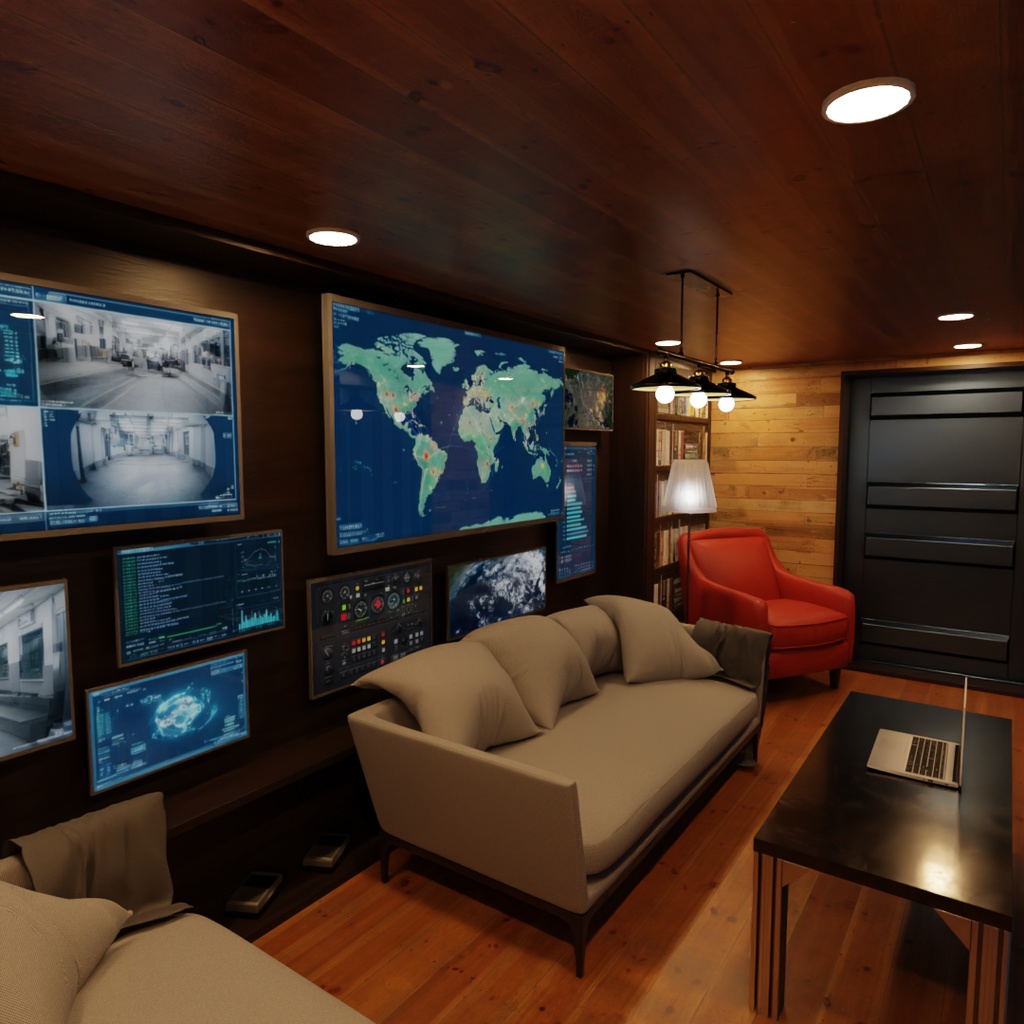 【Blender】秘密のアジト風コンテナハウス A Container House with a Secret Hideout Vibe