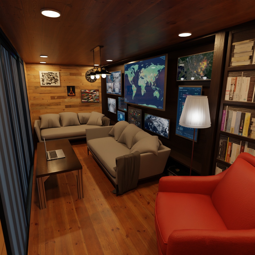 【Blender】秘密のアジト風コンテナハウス A Container House with a Secret Hideout Vibe