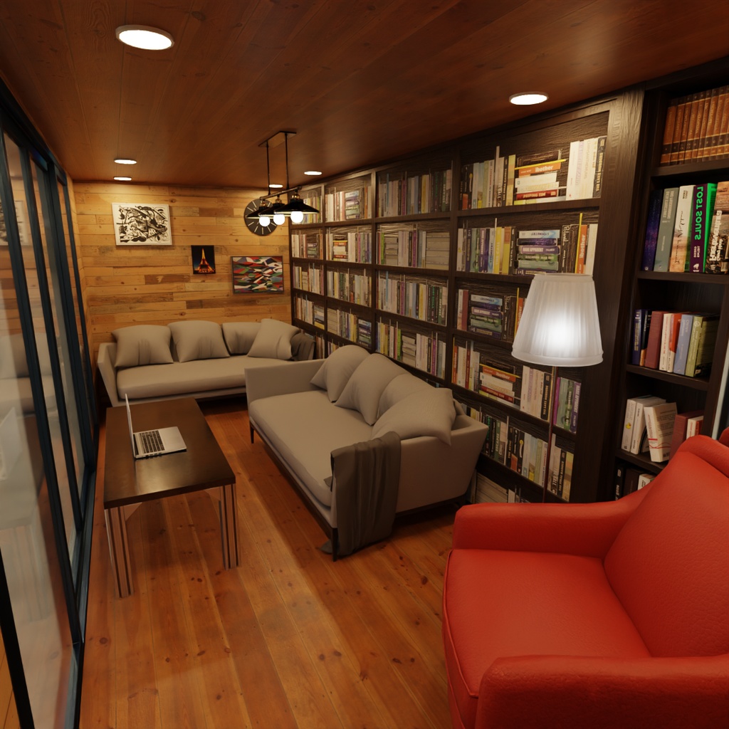 【Blender】秘密のアジト風コンテナハウス A Container House with a Secret Hideout Vibe