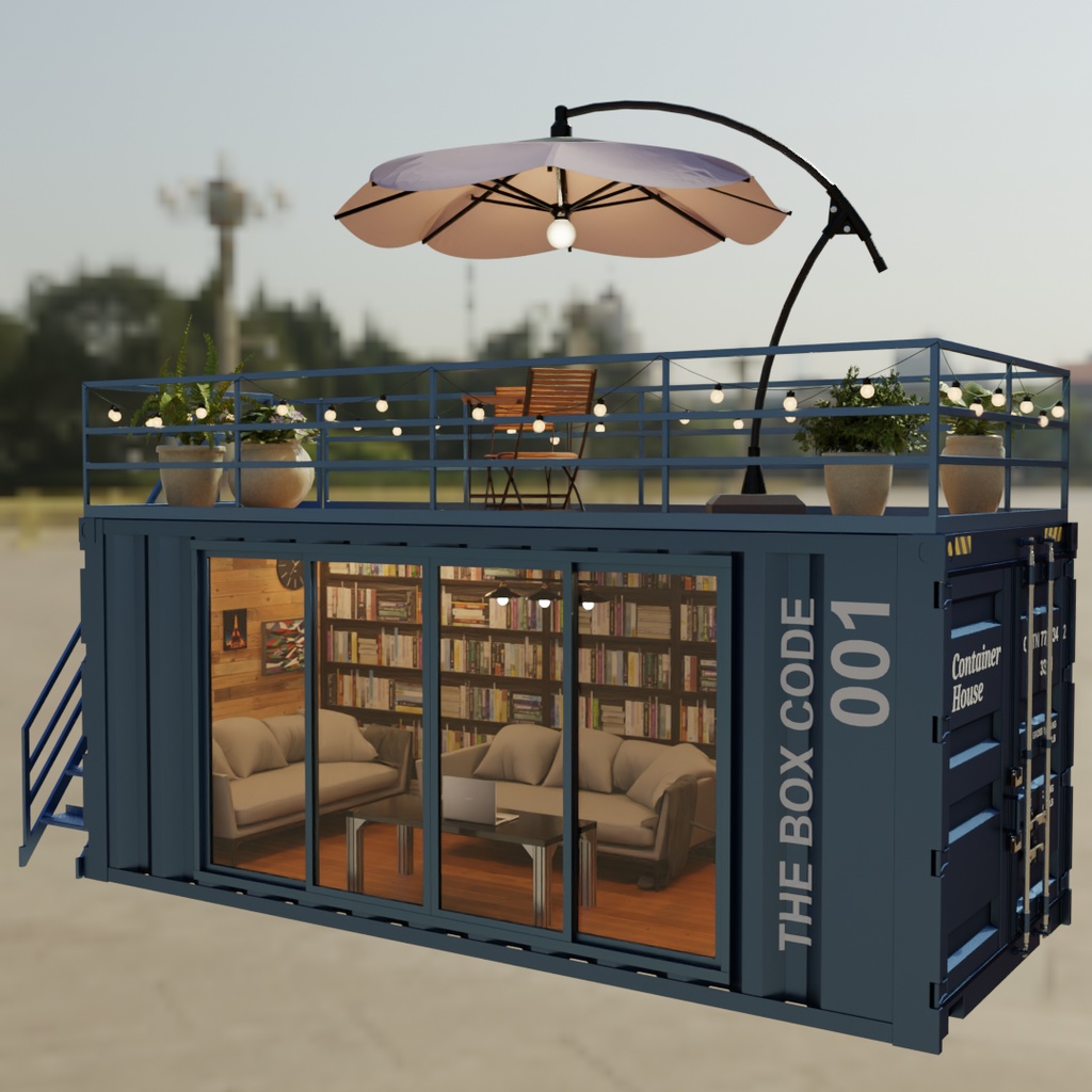 【Blender】秘密のアジト風コンテナハウス A Container House with a Secret Hideout Vibe