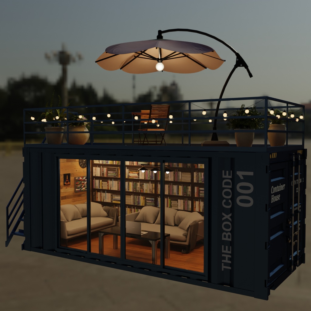 【Blender】秘密のアジト風コンテナハウス A Container House with a Secret Hideout Vibe