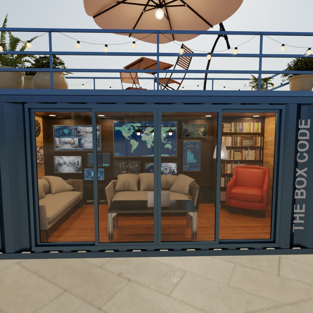 【Blender】秘密のアジト風コンテナハウス A Container House with a Secret Hideout Vibe