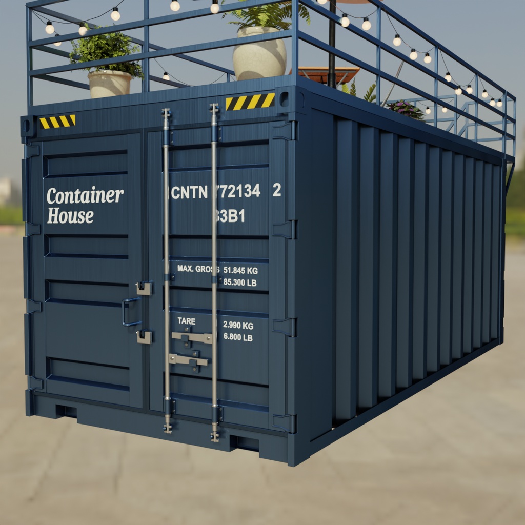 【Blender】秘密のアジト風コンテナハウス A Container House with a Secret Hideout Vibe