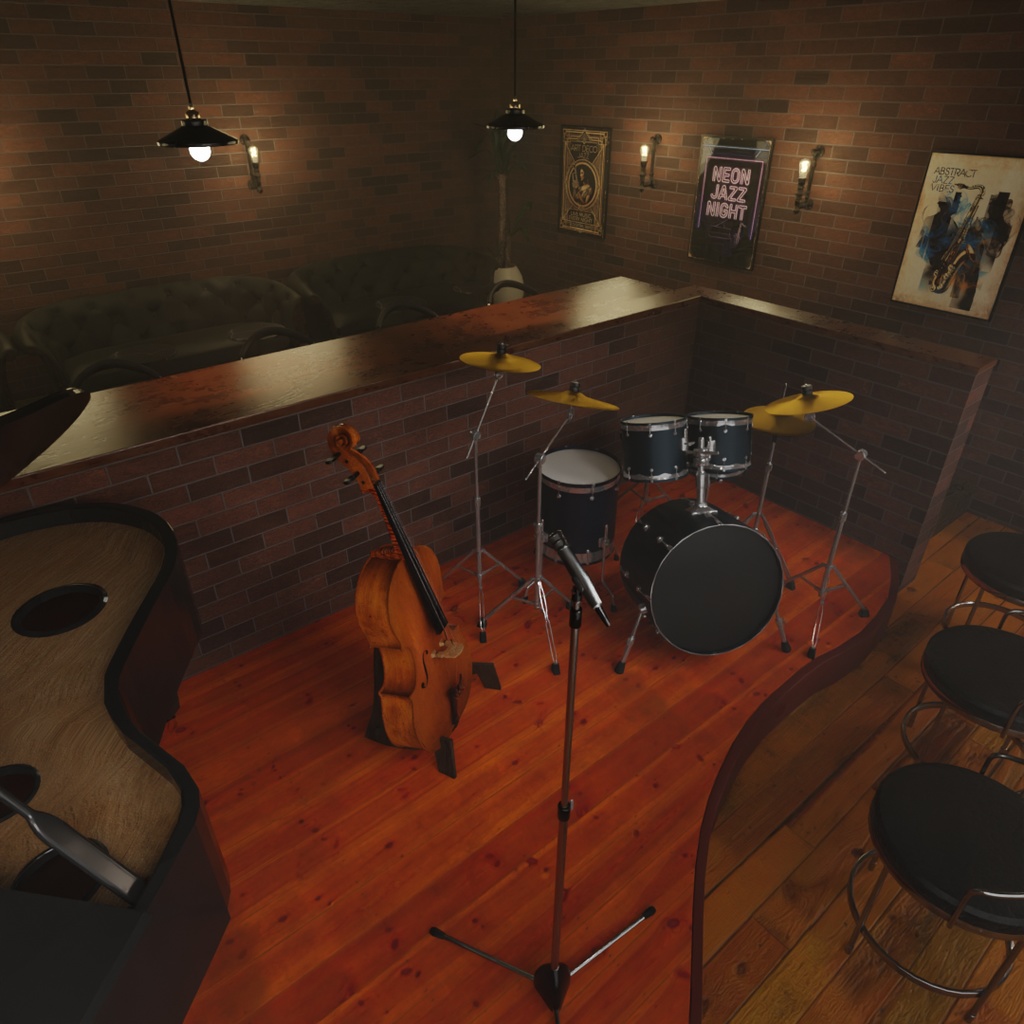 【Blender】ジャズバー Jazz Bar