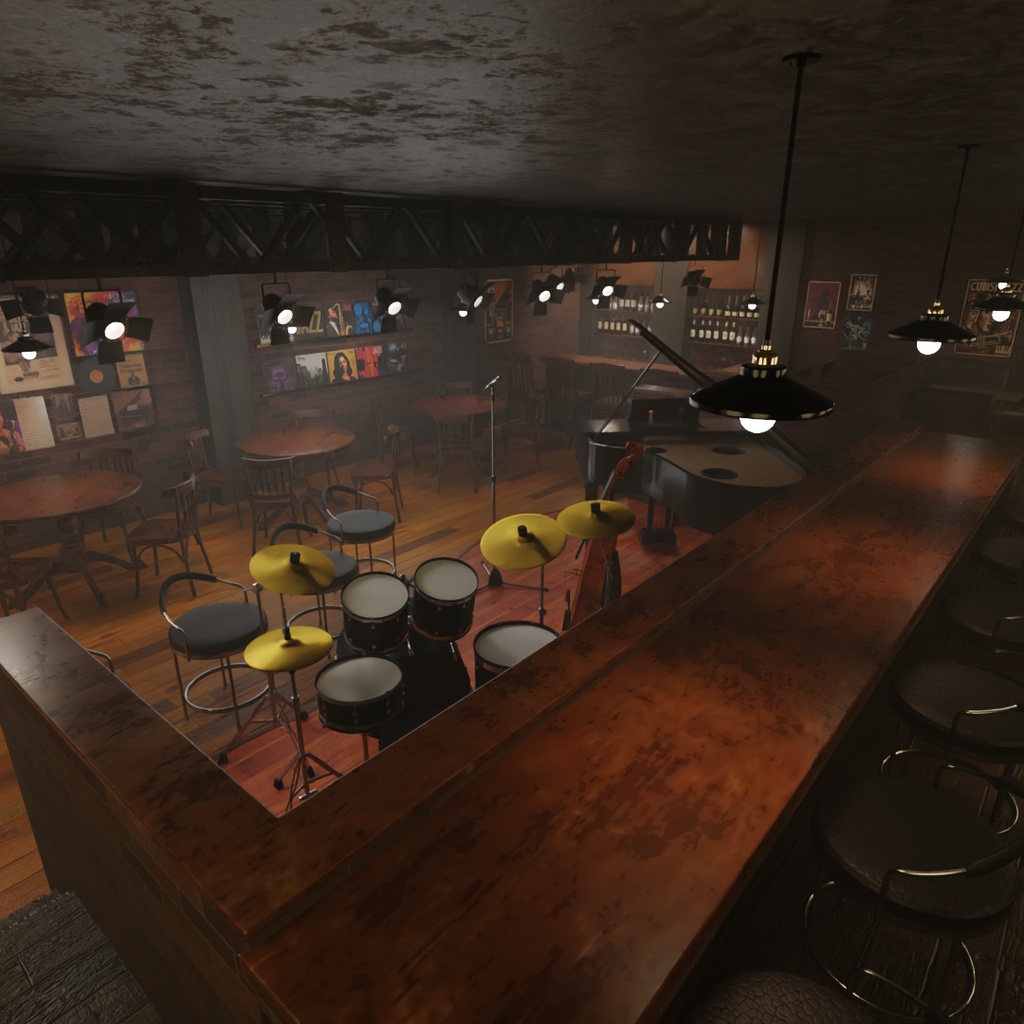 【Blender】ジャズバー Jazz Bar