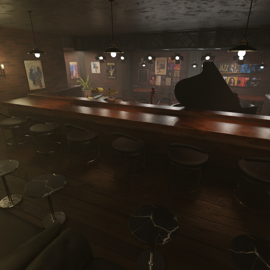 【Blender】ジャズバー Jazz Bar