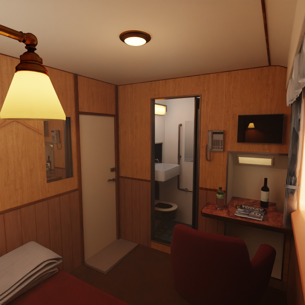 【Blender】寝台列車の個室 Private compartment on a sleeper train