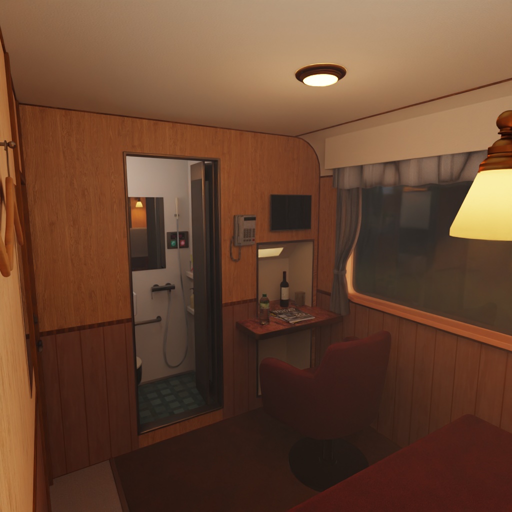 【Blender】寝台列車の個室　Private compartment on a sleeper train