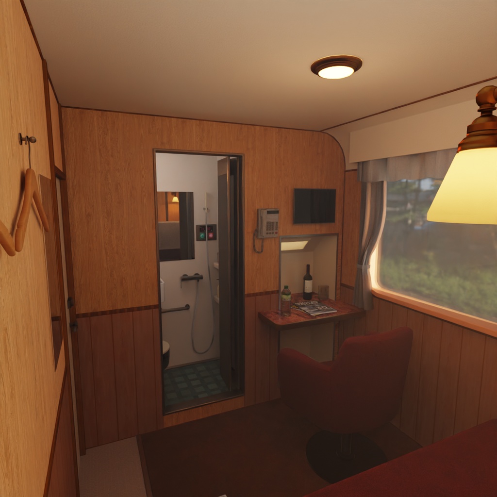 【Blender】寝台列車の個室 Private compartment on a sleeper train