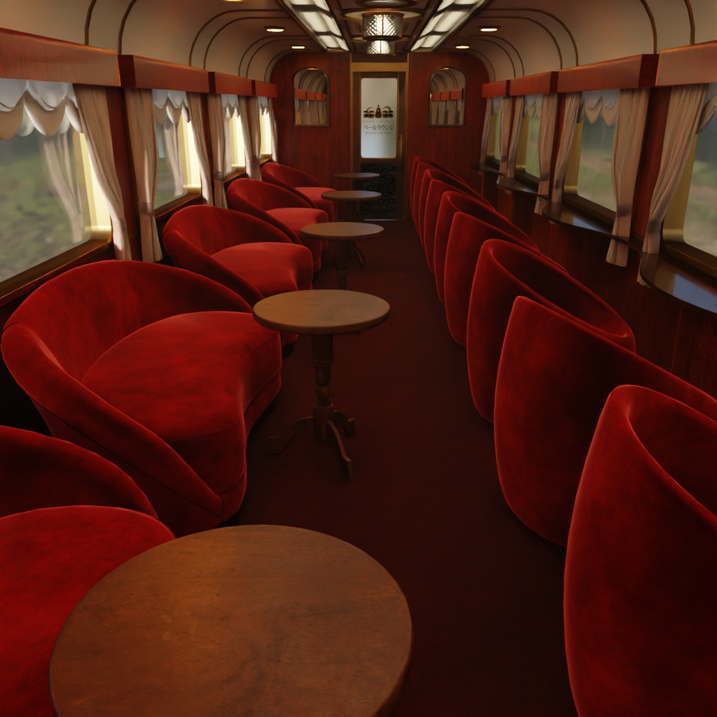 【Blender】寝台列車のバーラウンジ Bar lounge on a sleeper train