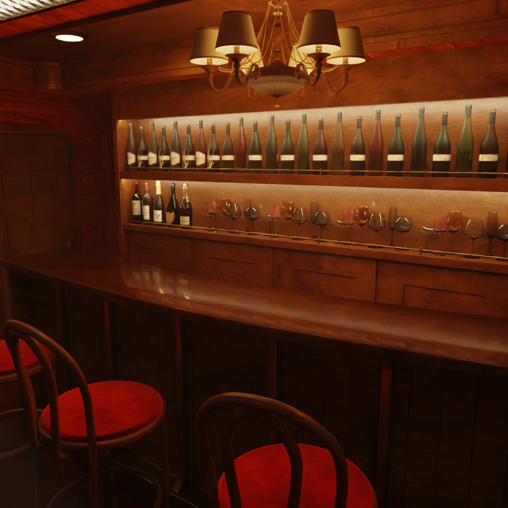 【Blender】寝台列車のバーラウンジ Bar lounge on a sleeper train