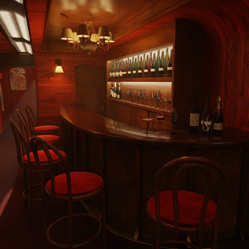 【Blender】寝台列車のバーラウンジ Bar lounge on a sleeper train