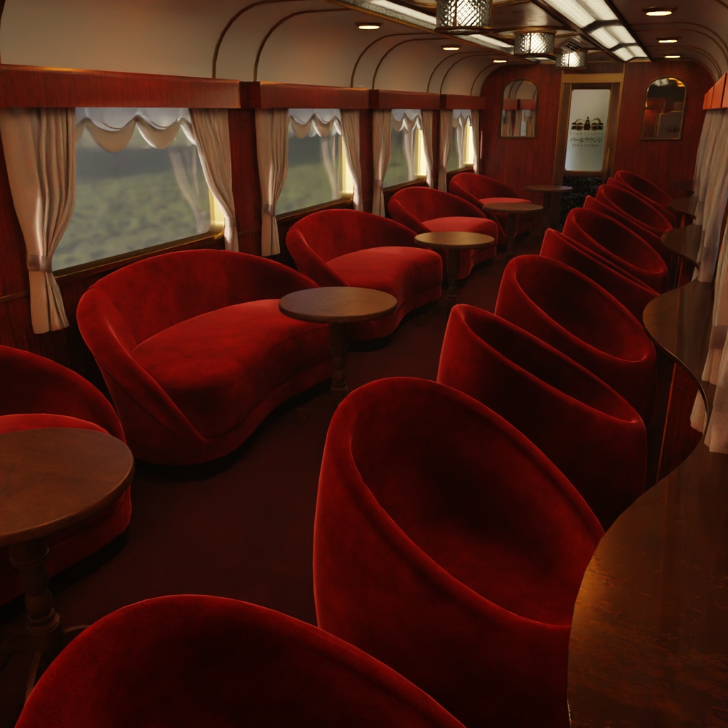 【Blender】寝台列車のバーラウンジ Bar lounge on a sleeper train