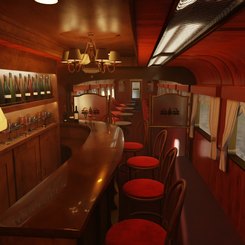 【Blender】寝台列車のバーラウンジ Bar lounge on a sleeper train