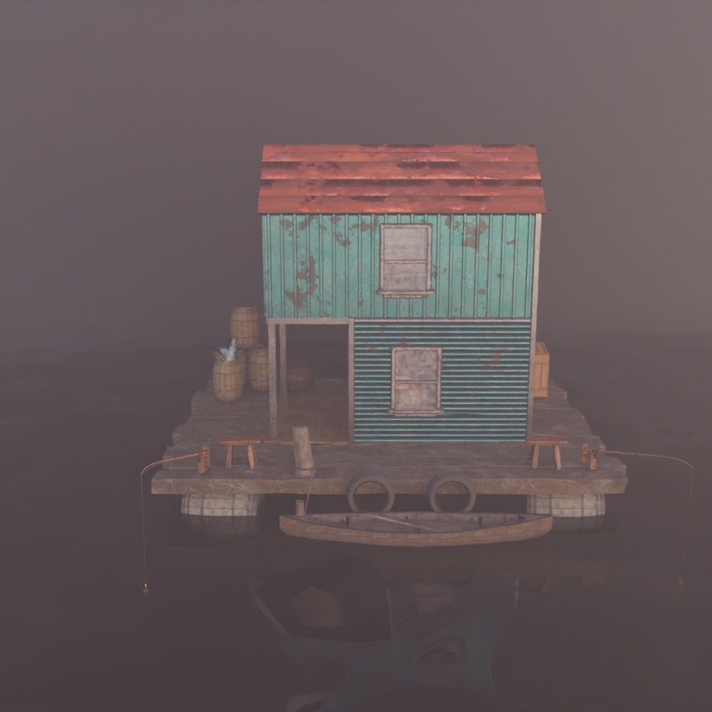 【Blender】漂泊の釣り小屋 - Floating Fisherman's Hut -