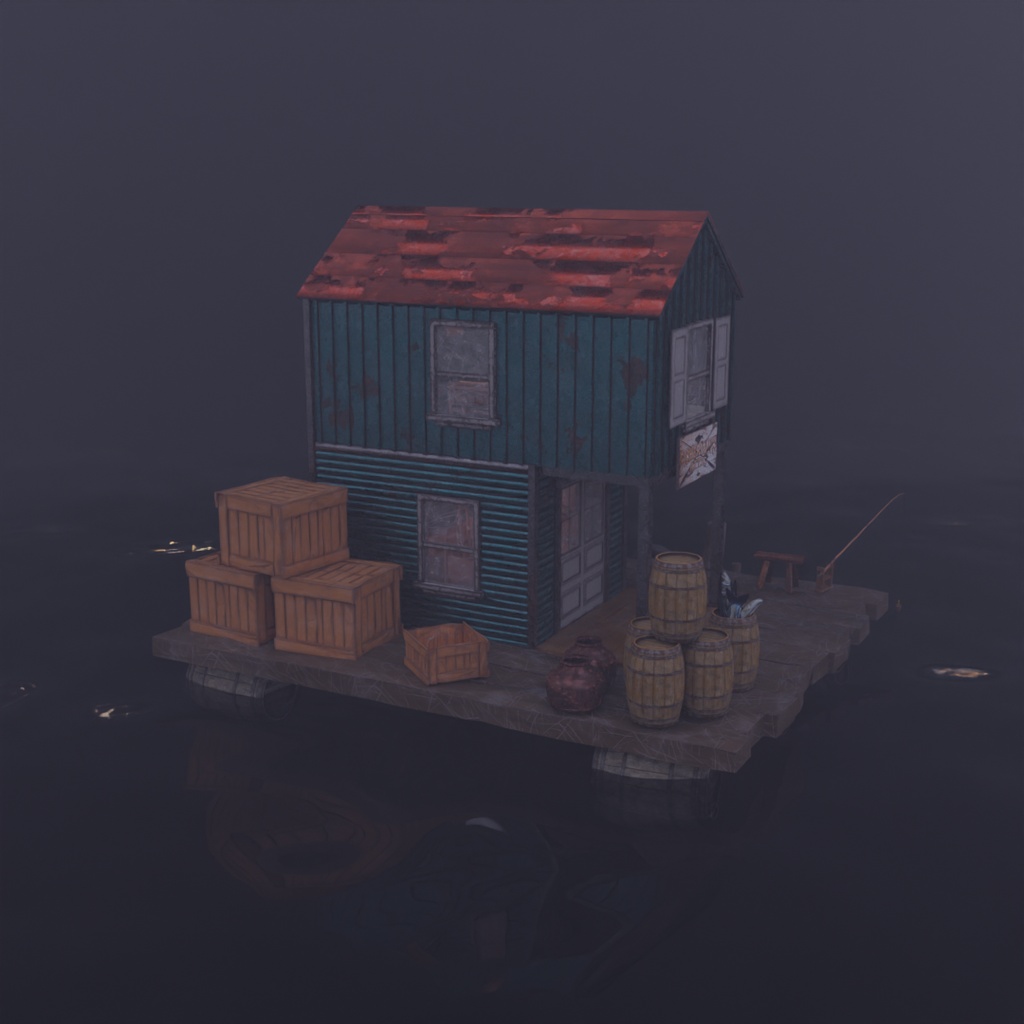 【Blender】漂泊の釣り小屋 - Floating Fisherman's Hut -