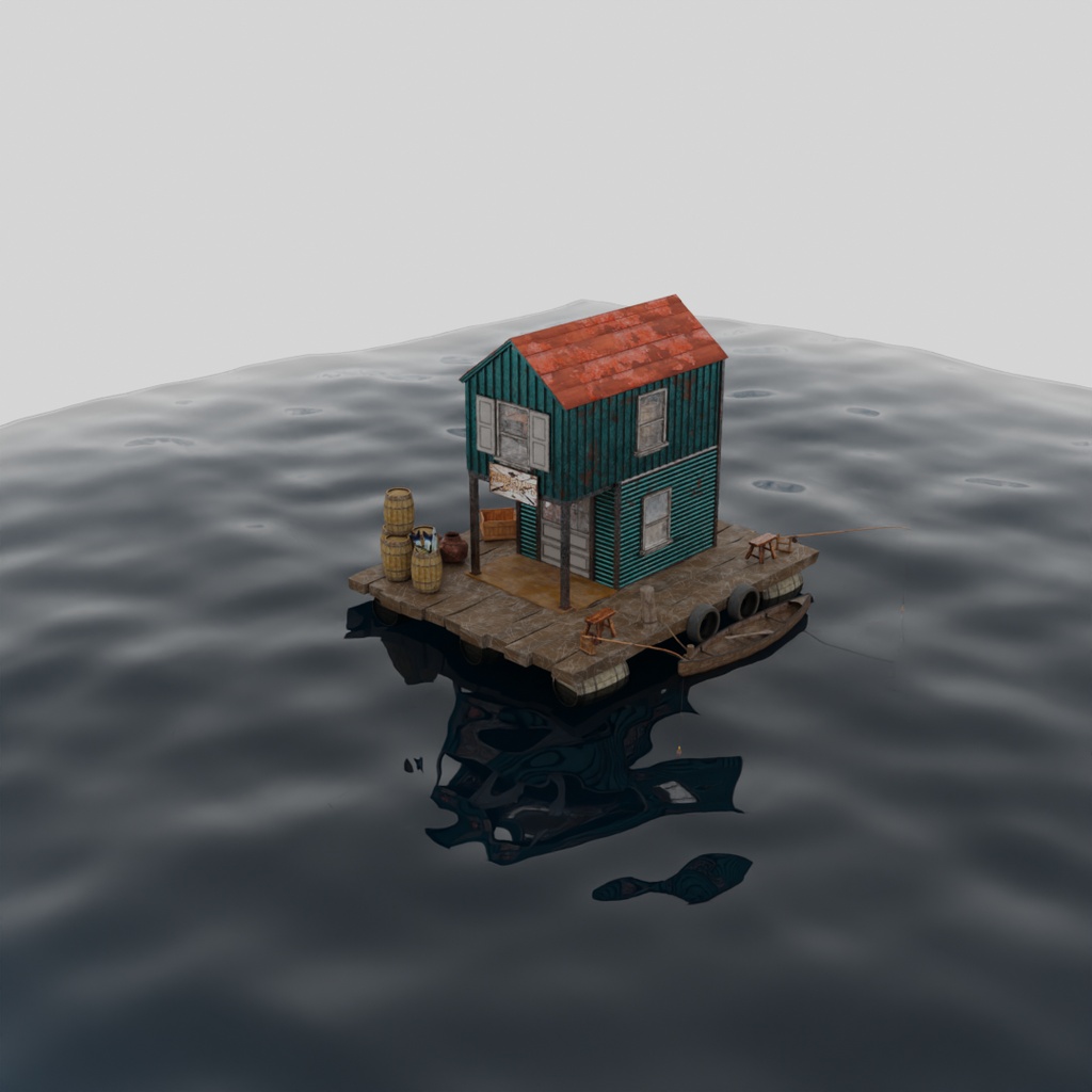 【Blender】漂泊の釣り小屋 - Floating Fisherman's Hut -