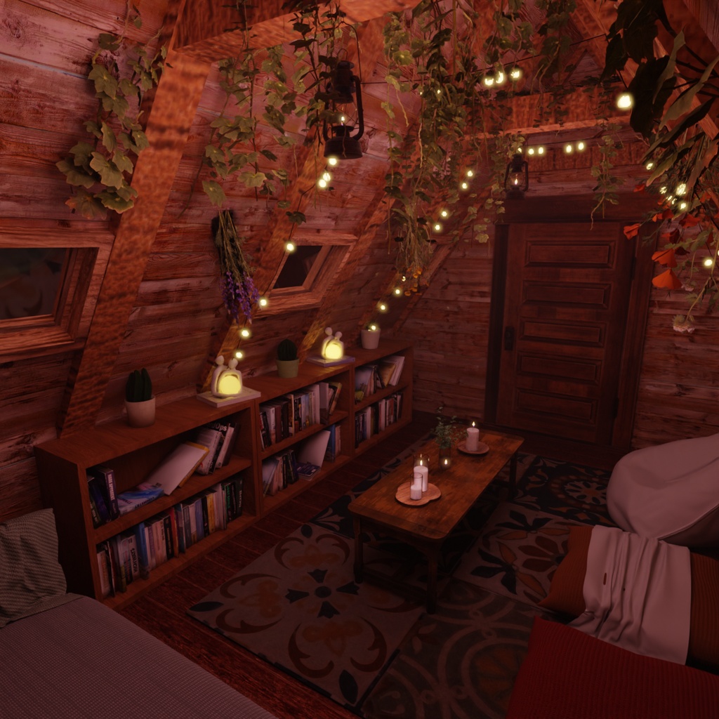【Blender】三角屋根のチルいロフト部屋 A chill loft room with a triangular roof