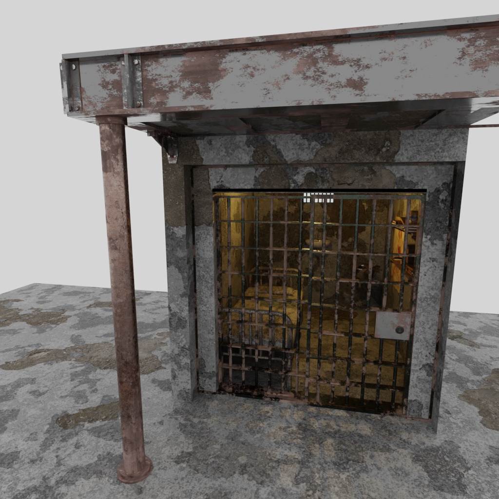 【Blender】荒廃した監獄独房 - Rust Prison Cell