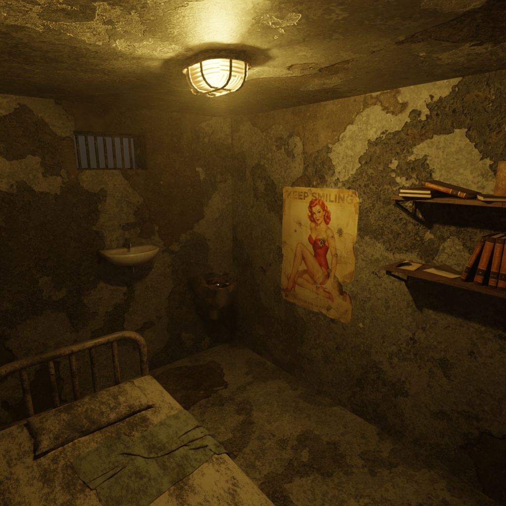 【Blender】荒廃した監獄独房 - Rust Prison Cell