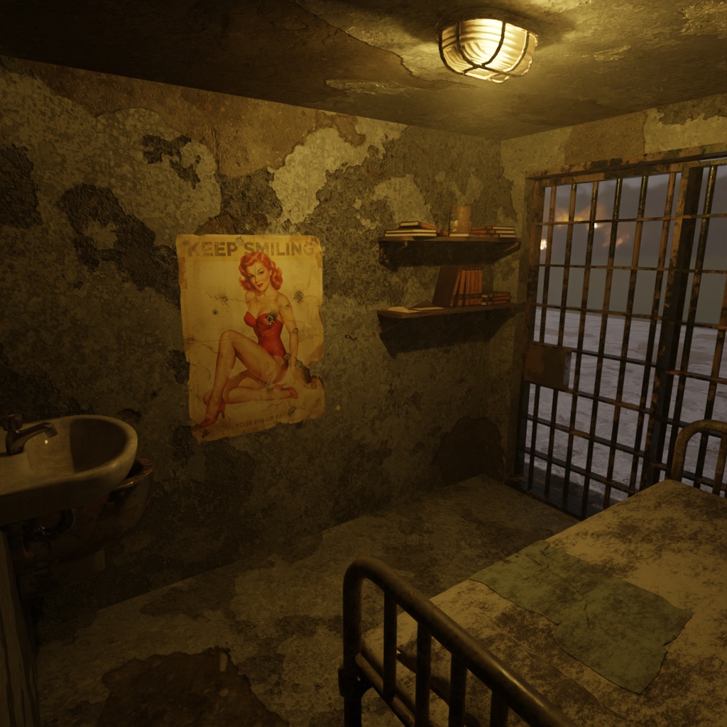 【Blender】荒廃した監獄独房 - Rust Prison Cell