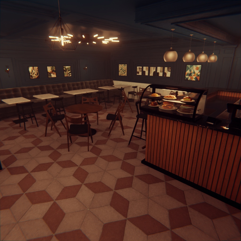 【Blender】落ち着くモダンカフェ modern cofe