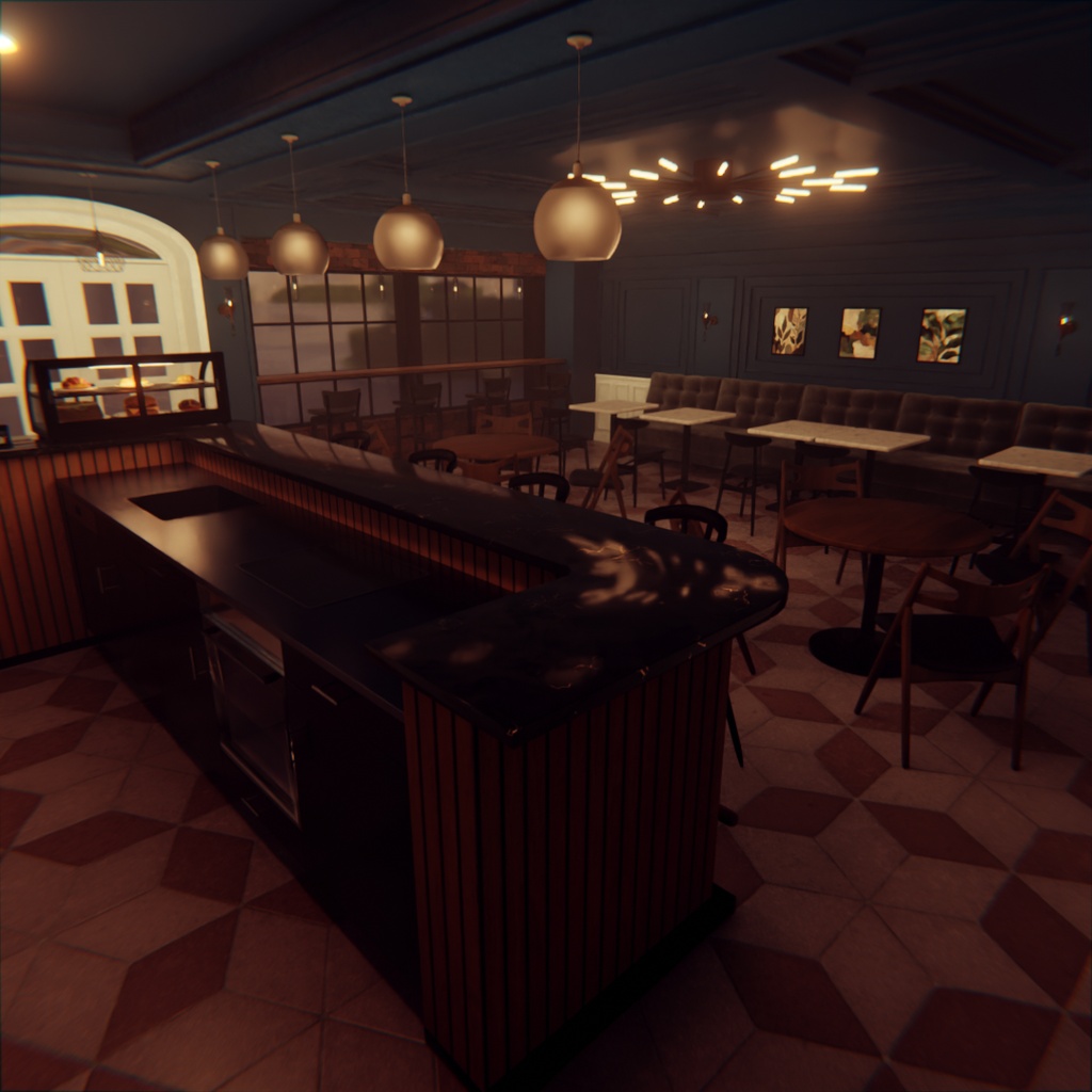【Blender】落ち着くモダンカフェ modern cofe