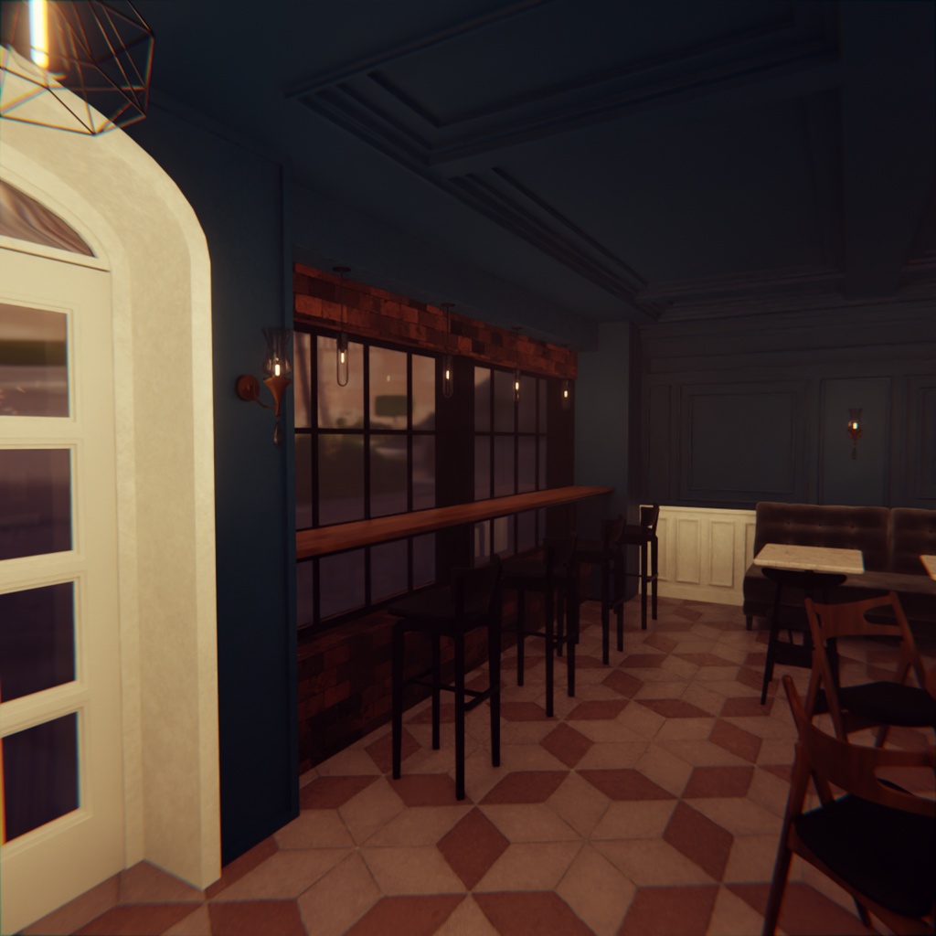 【Blender】落ち着くモダンカフェ modern cofe