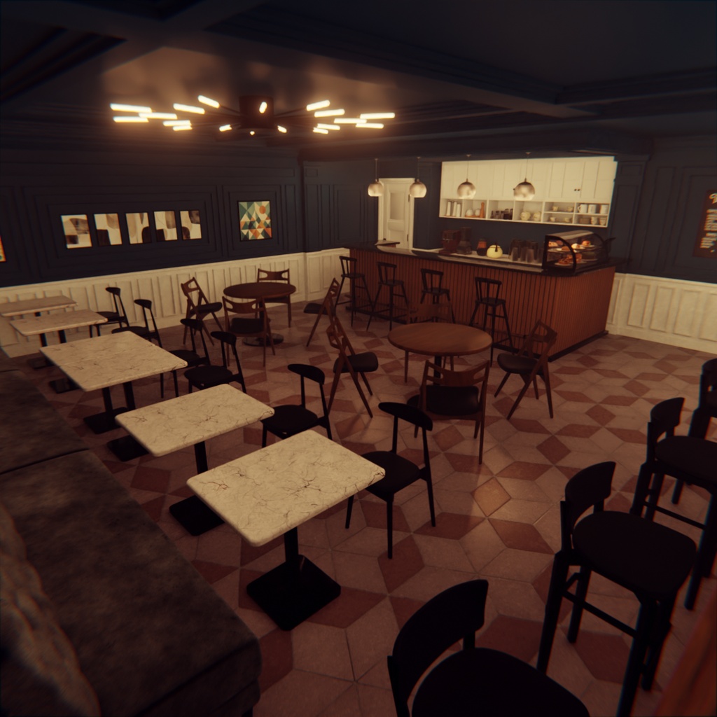 【Blender】落ち着くモダンカフェ modern cofe
