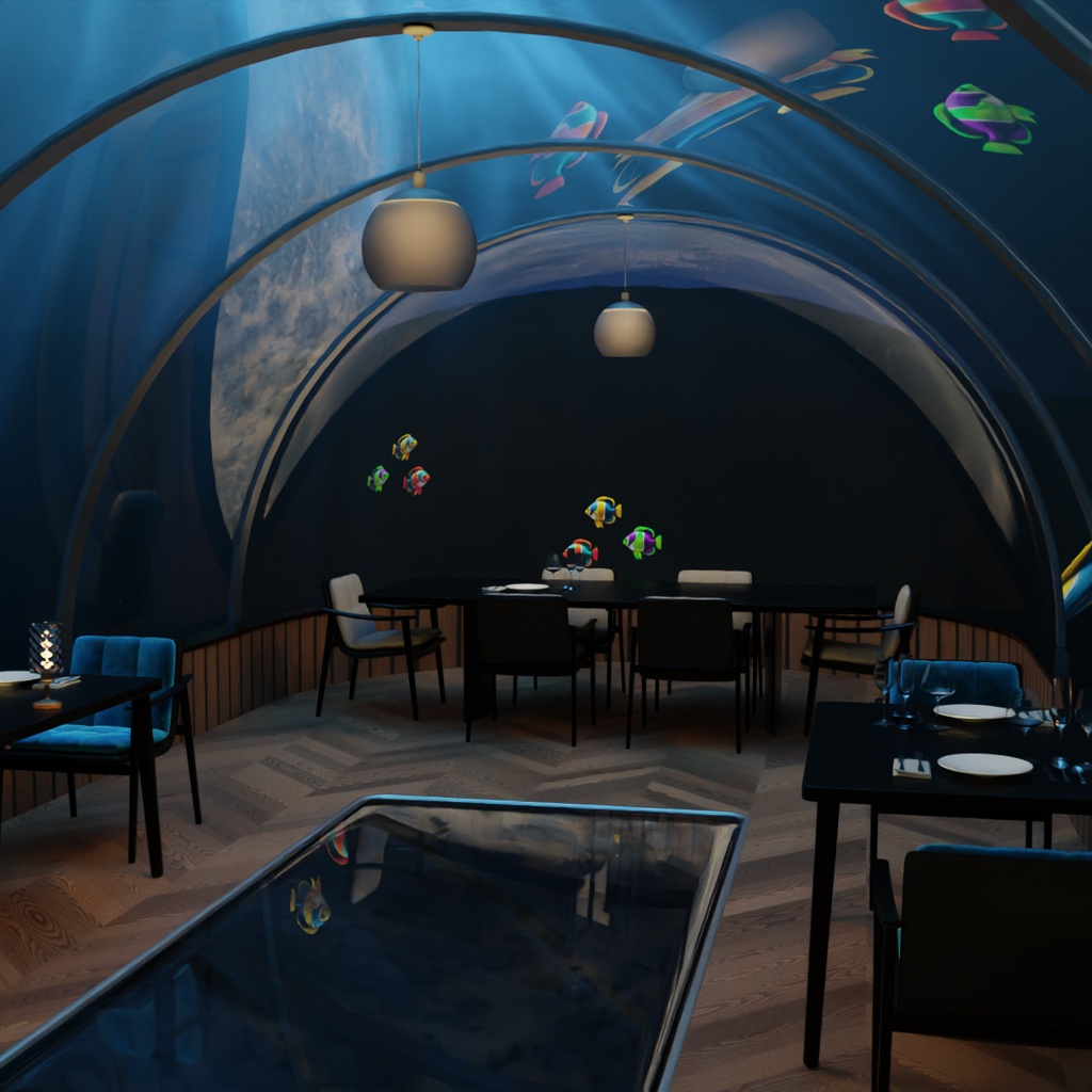 【Blender】深海トンネルカフェ Deep Sea Tunnel Café