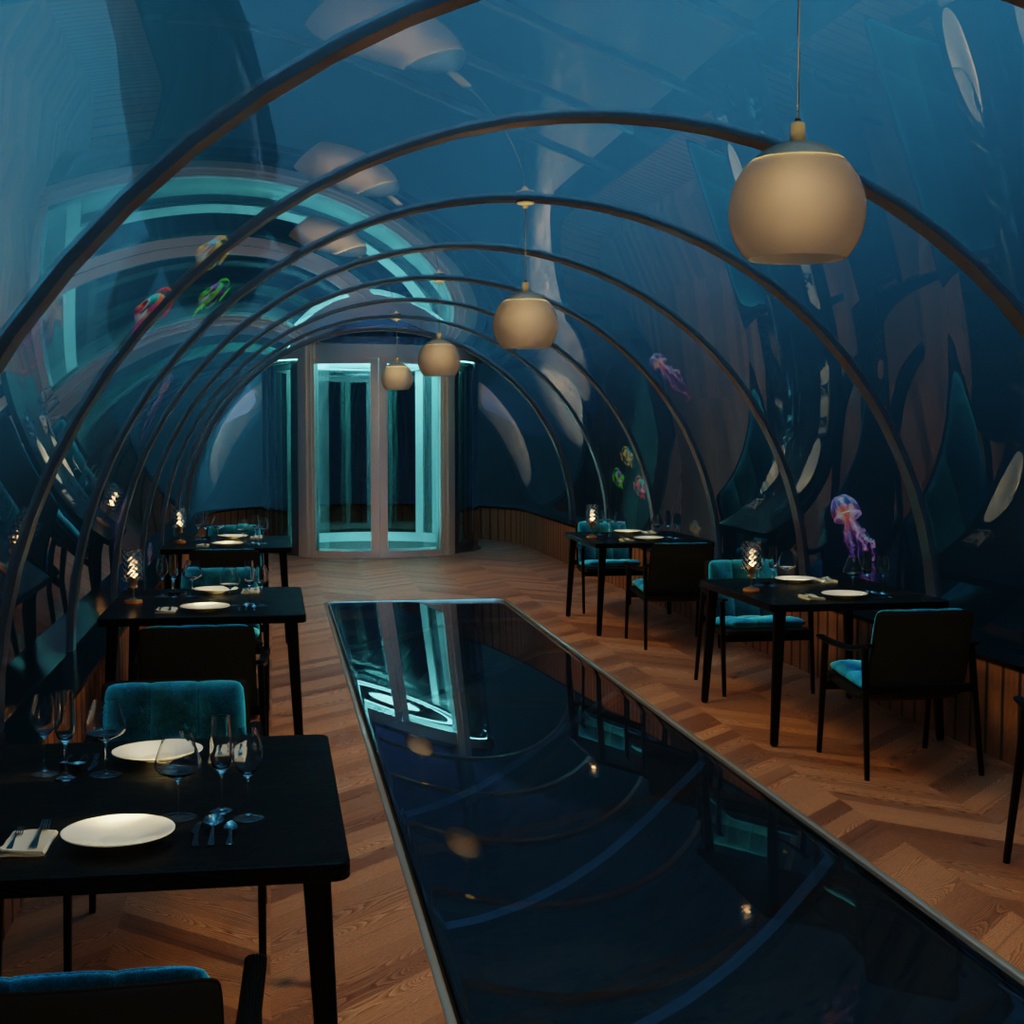 【Blender】深海トンネルカフェ Deep Sea Tunnel Café