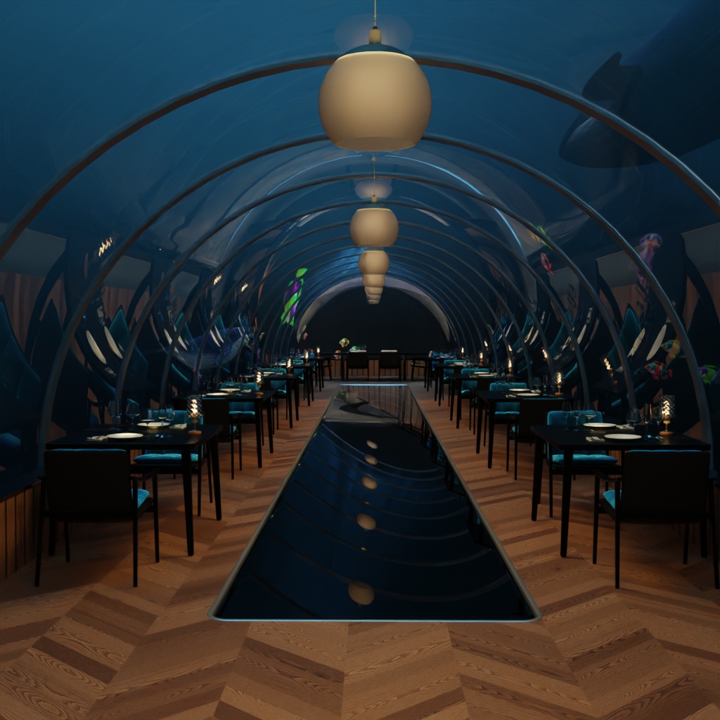 【Blender】深海トンネルカフェ Deep Sea Tunnel Café