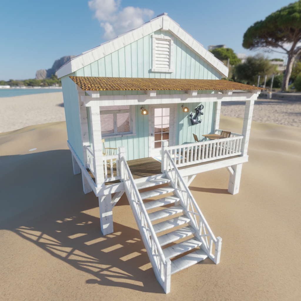 【Blender】 海風のコテージ - Ocean Breeze Cottage