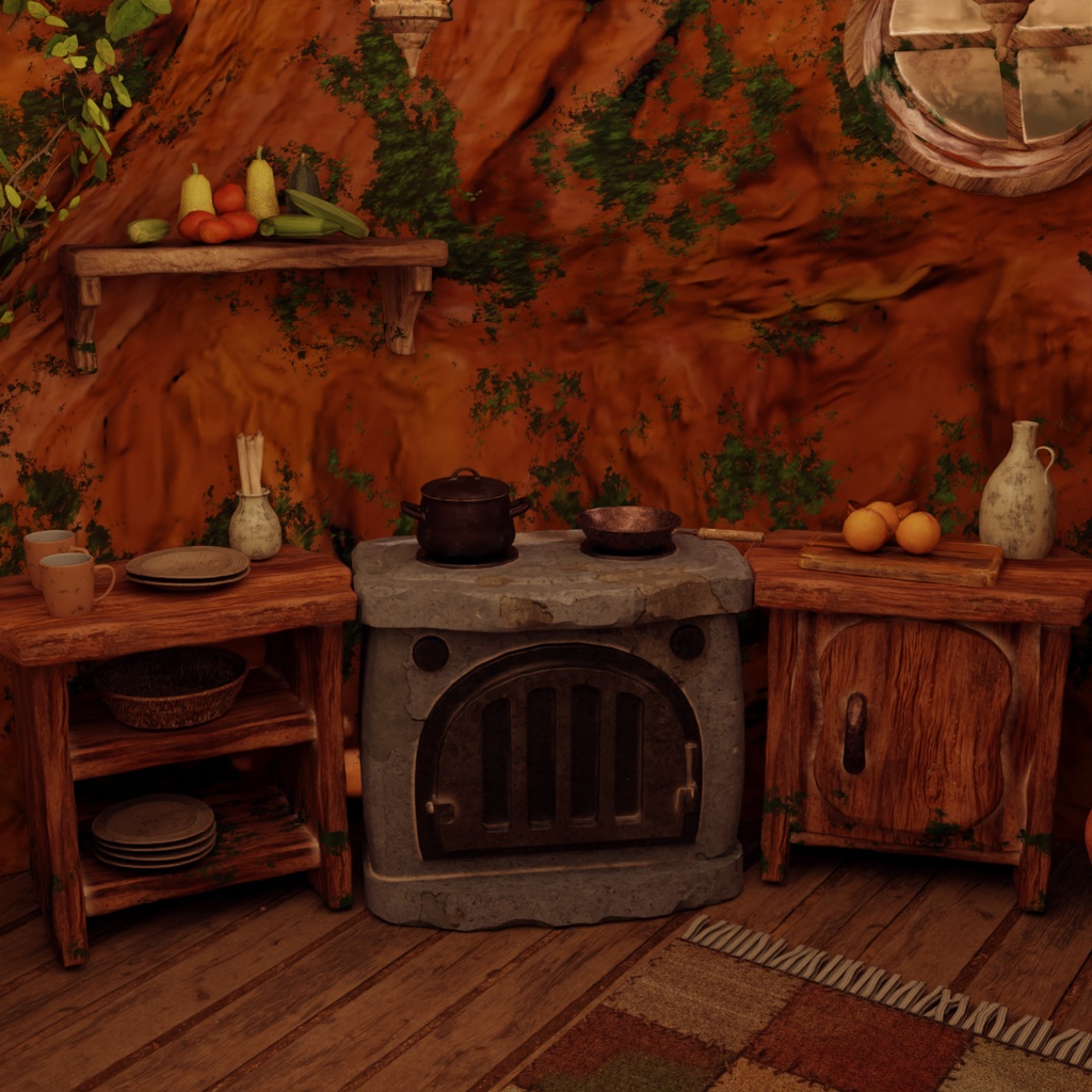 【Blender】 巨木のウロの隠れ家 - Fantasy Tree Room