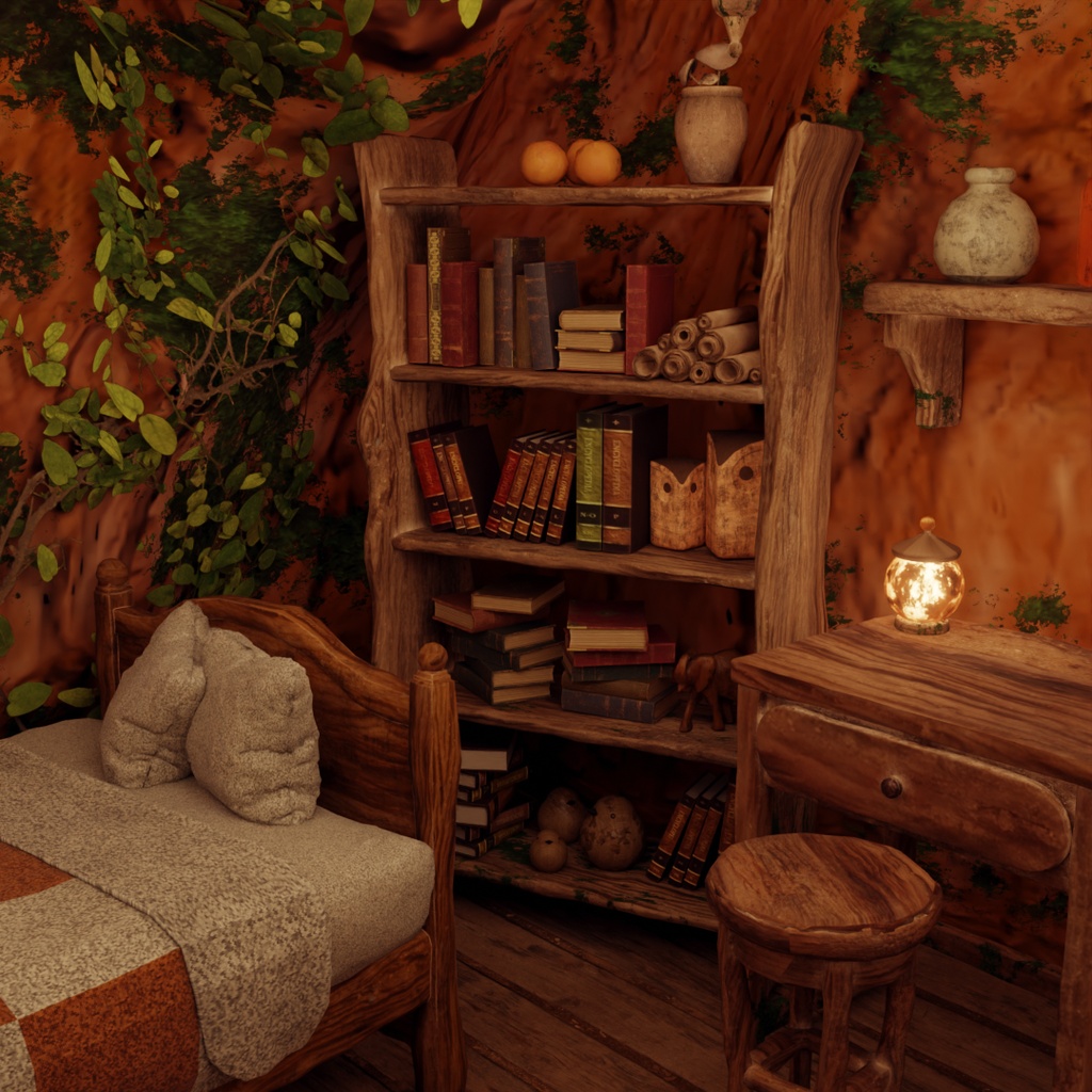 【Blender】 巨木のウロの隠れ家 - Fantasy Tree Room