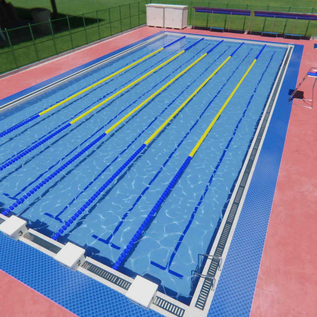 【Blender】 日本の学校プール School Swimming Pool