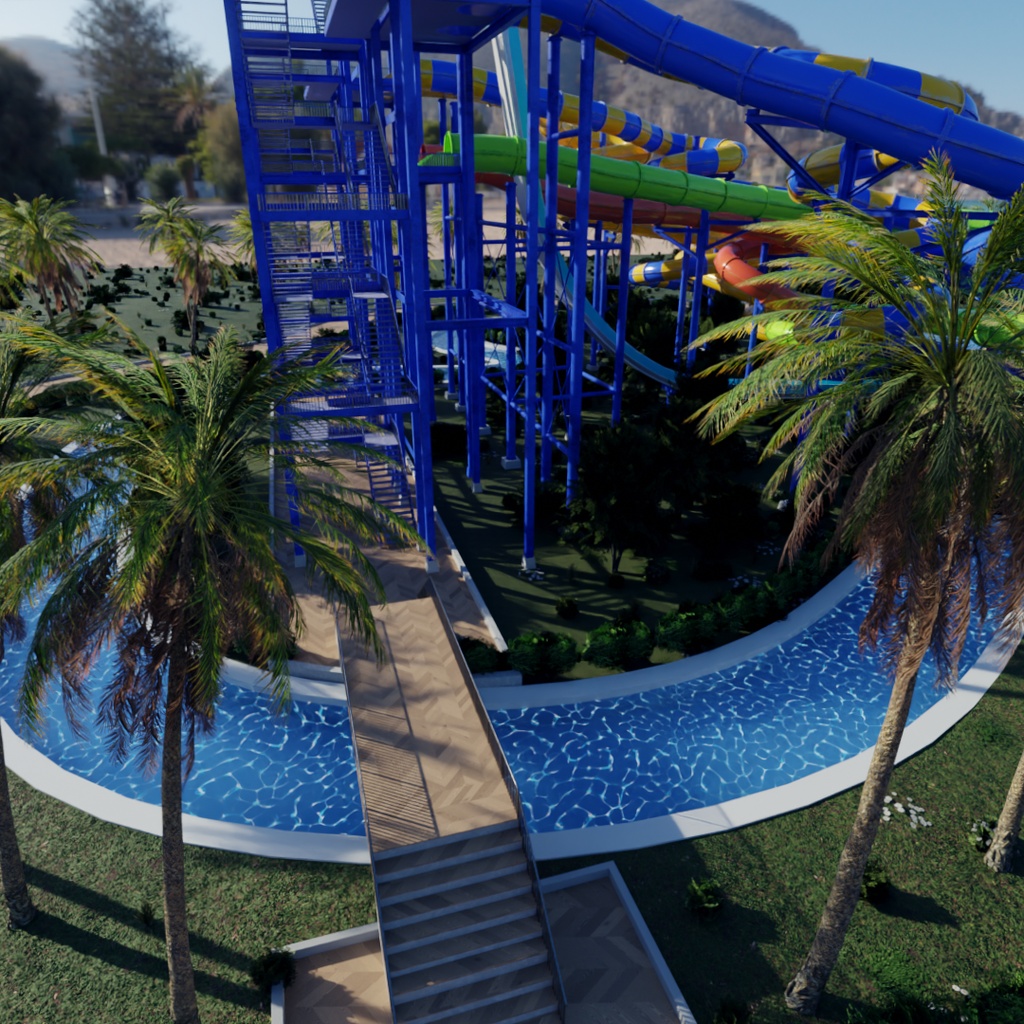 【Blender】アクアスプラッシュ・ウォータースライダー Aqua Splash Water Slides