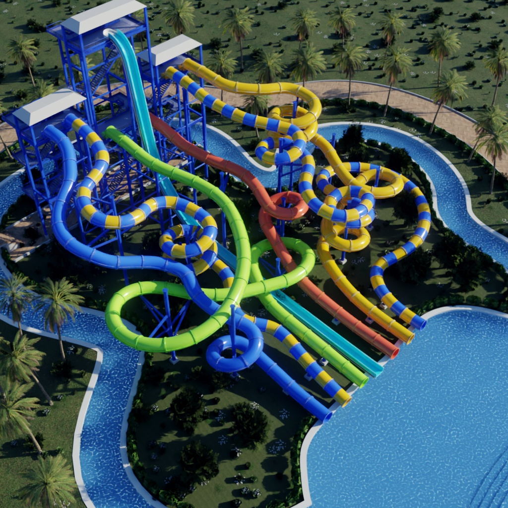 【Blender】アクアスプラッシュ・ウォータースライダー Aqua Splash Water Slides