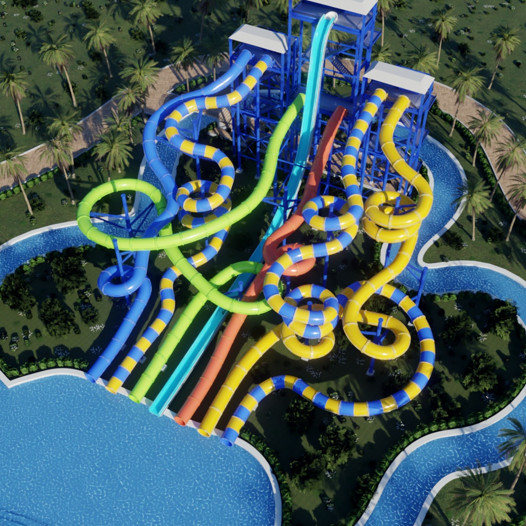 【Blender】アクアスプラッシュ・ウォータースライダー Aqua Splash Water Slides
