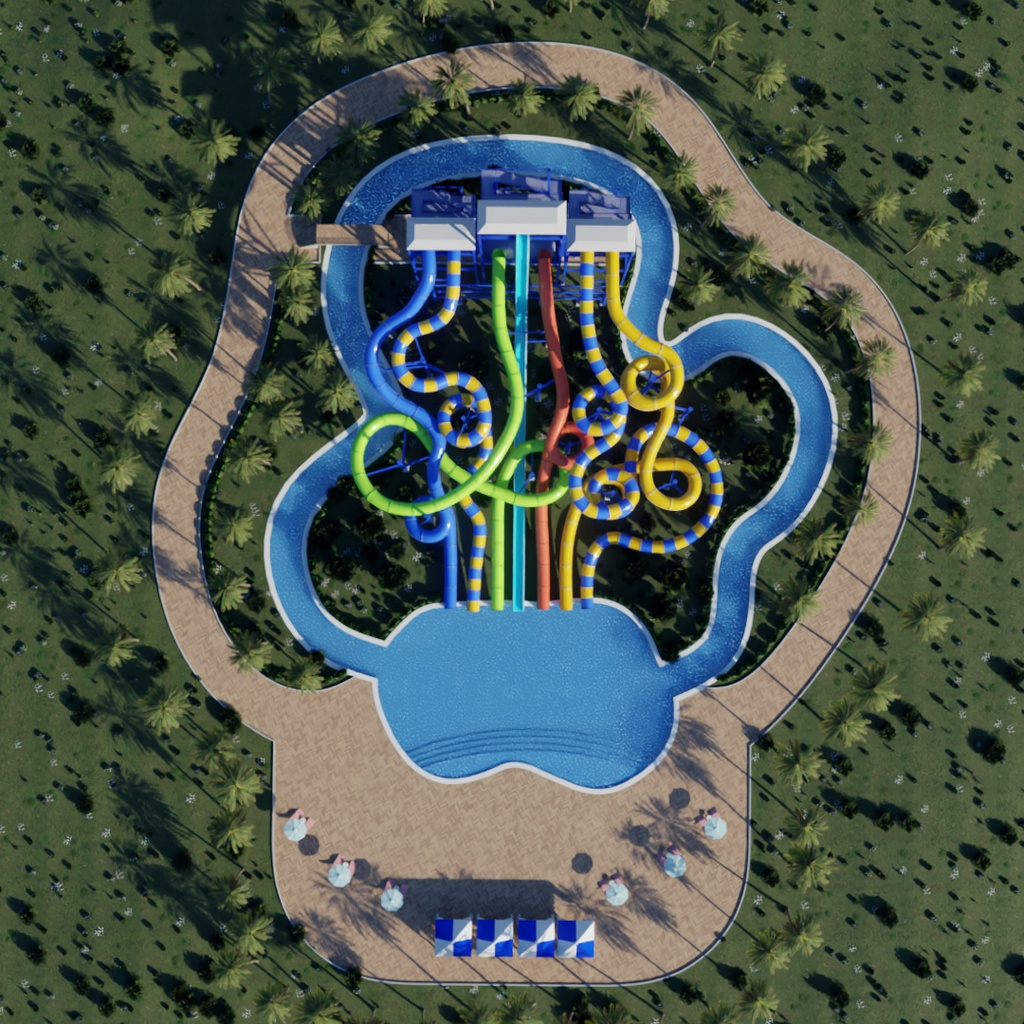 【Blender】アクアスプラッシュ・ウォータースライダー Aqua Splash Water Slides