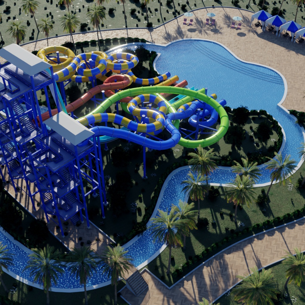 【Blender】アクアスプラッシュ・ウォータースライダー Aqua Splash Water Slides