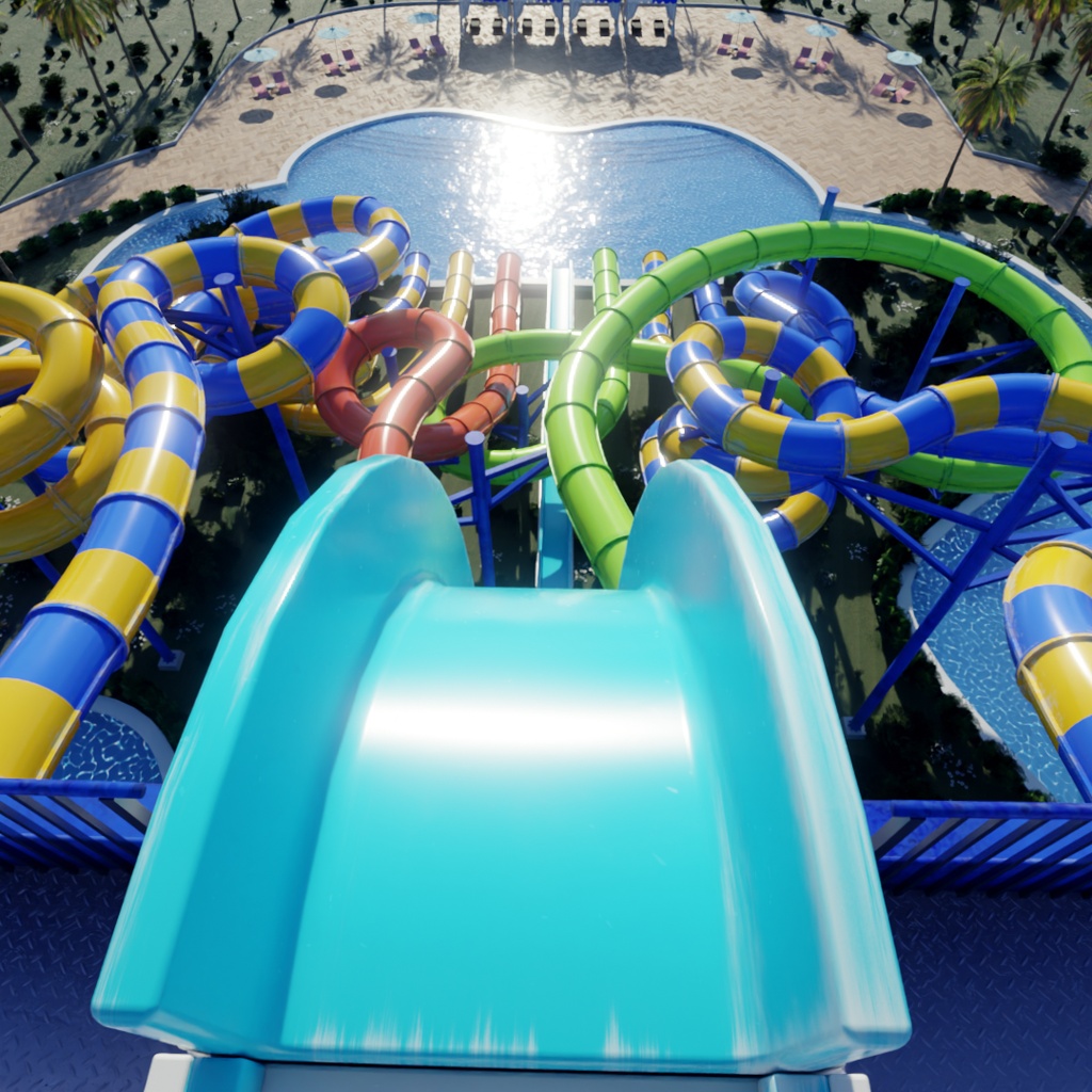 【Blender】アクアスプラッシュ・ウォータースライダー Aqua Splash Water Slides