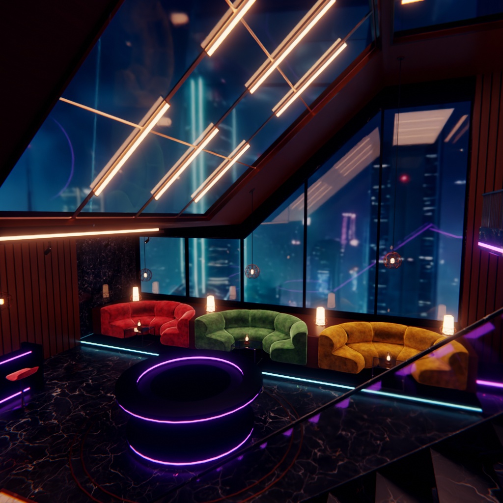 【Blender】ネオンパンク ラウンジ NEON PULSE LOUNGE
